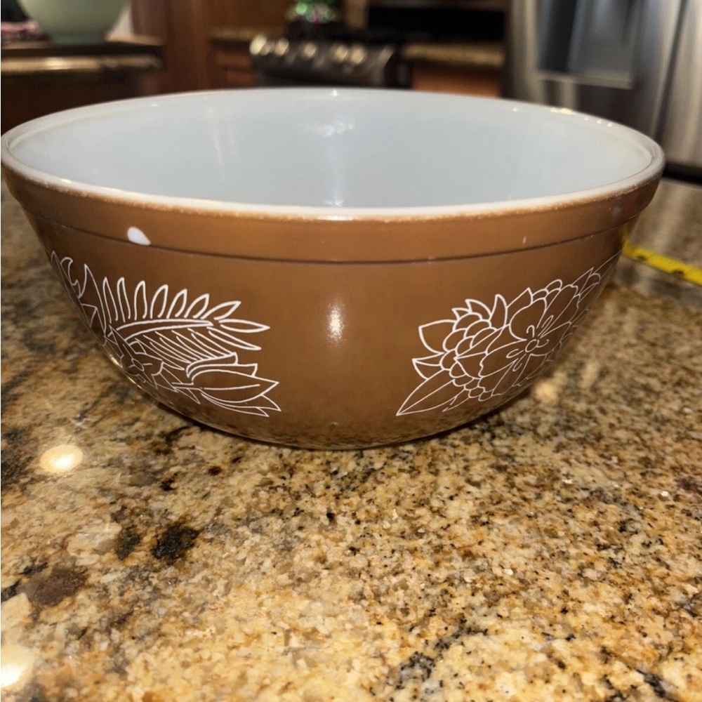 VTG Pyrex Woodland 403 Brown Floral Flower 2.5L Cinderella 2.5 L Mixing Bowl - Picture 2 of 7